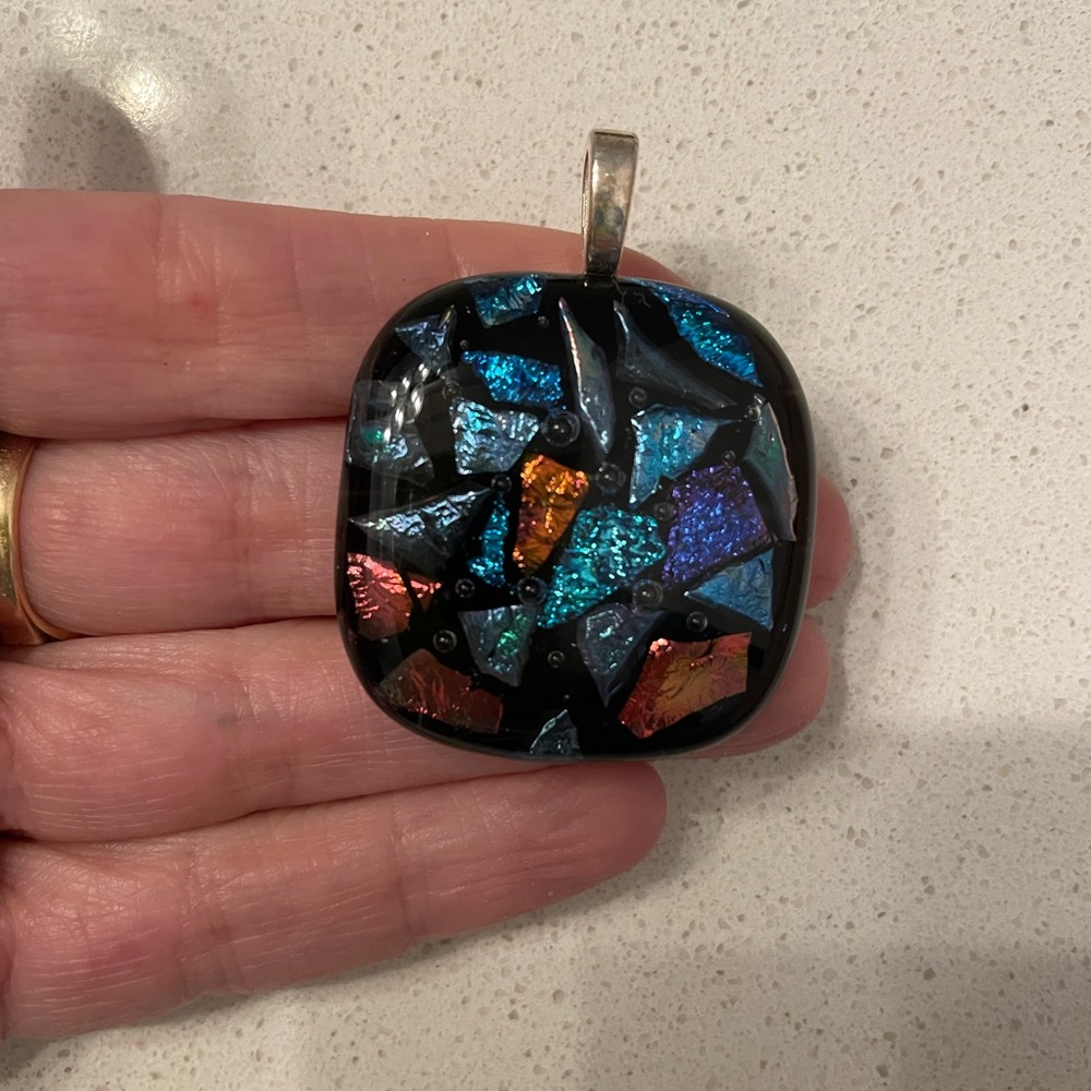 Beautiful multi-colored glass pendant